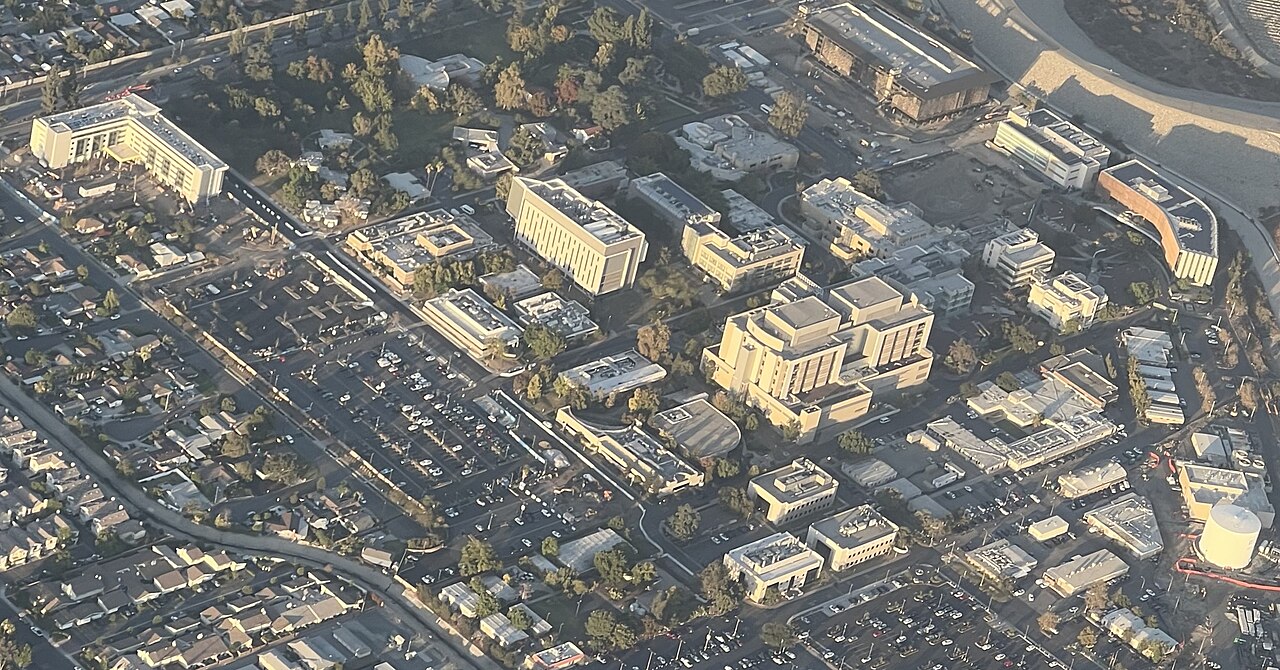 Aerial view of the City of Hope campus in Duarte, photographed in 2021.