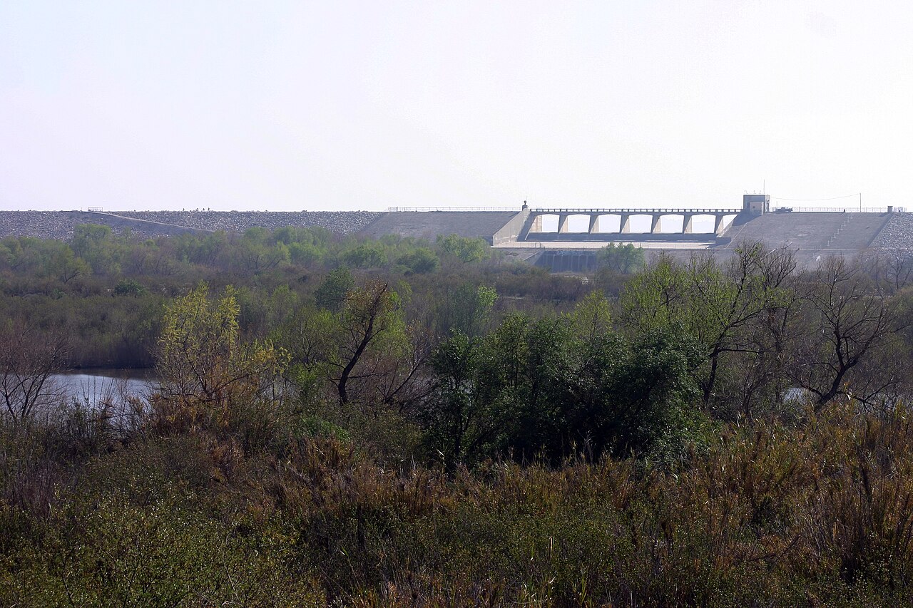 Hansen Dam and surrounding greenery in Lake View Terrace.
