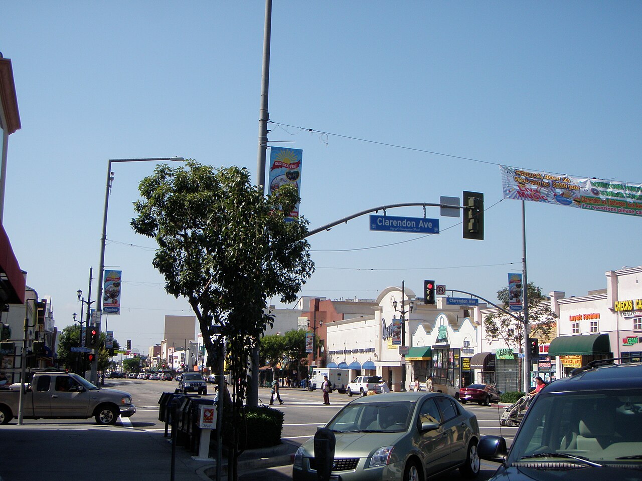 Pacific Boulevard and Clarendon Avenue in Huntington Park, 2009 photograph.