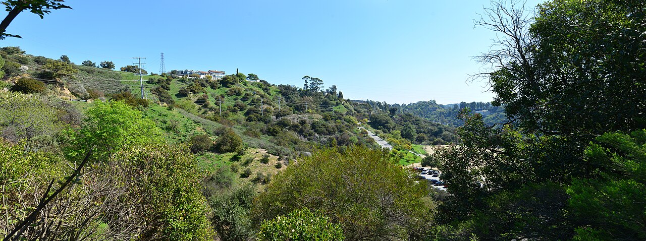 Panoramic hillside view across Laurel Canyon from Carmar Place and Carmar Drive.