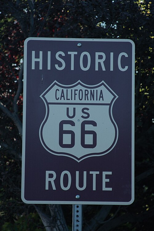 Historic Route 66 sign in Victorville.